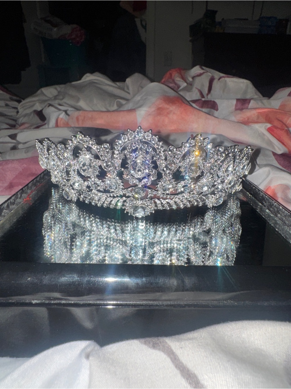 Silver Crystal Rhinestone Tiara Crown for Women